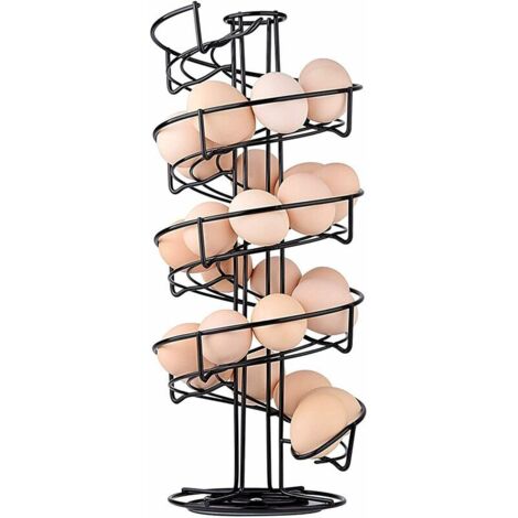 Distributeur d'œufs en fer noir – Design spiral – Dimensions 17,5 x 17,5 x 41,5 cm – Accessoire pour cuisines modernes et rustiques (1/5)
