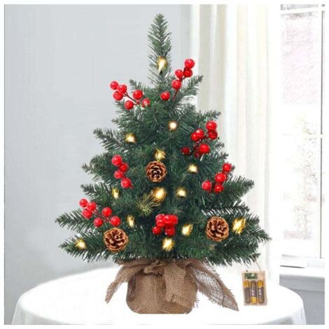 ARBRE DE NOEL Petit sapin de Noël avec baies rouges et pommes de pin, mini décoration de Noël (1/4)