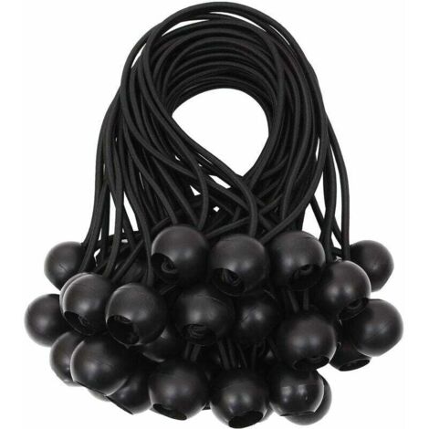 Ulisem Tendeur de bâche Tendeurs à boule tendeur élastique tendeur en caoutchouc pour bannière, bâche, pavillon, tente, rideaux Harnais d’extension, support de bâche Blanc, 15cm (Noir, 40pcs) (1/5)