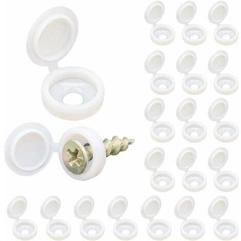 Ulisem – Cache vis en plastique ABS – Lot de 100 bouchons blancs – Indéchirable et imperméable – Protection pour meubles et murs