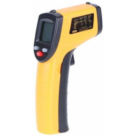 Ulisem Thermometre Infrarouge Numerique Pistolet A Temperature Industrielle Laser Sans Contact Avec Retro-Eclairage -50-380 ° C, Pas Pour Les Humains, Batterie Non Incluse, Orange (1/5)