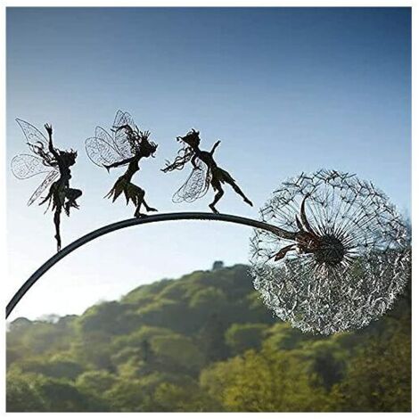 Ulisem Fées Et Pissenlits Dansent Ensemble Fées Et Pissenlits Dansent Ensemble Piquets De Jardin Décor Jardin Art Ornements De Pelouse en Plein Air Fées Lutins (B)