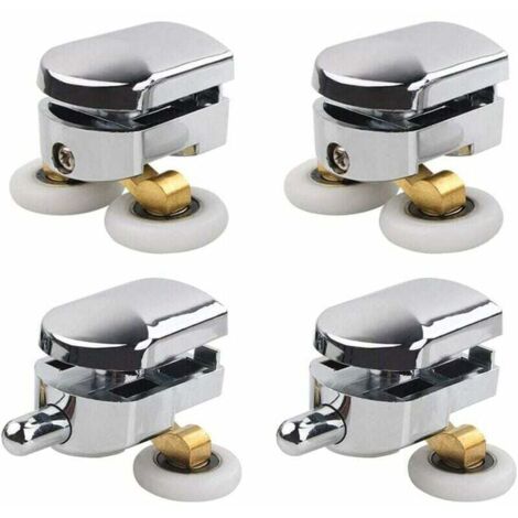 Ulisem Rouleau de porte de douche, 4 roulettes doubles pour porte de douche Roulettes Coulissantes Porte Roue de Remplacement pour Cabine de Douche(25mm) (1/5)