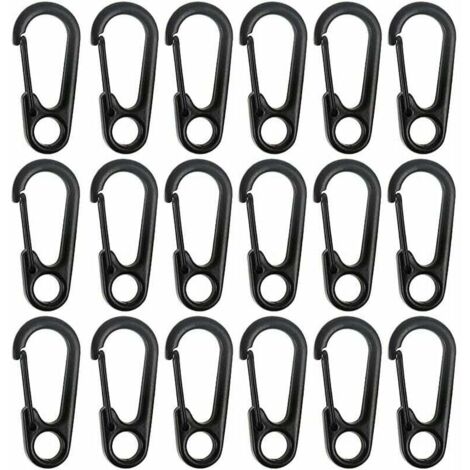 Ulisem Mini mousqueton en alliage de zinc pour porte-clés, idéal pour l'escalade, la randonnée, l'alpinisme, le camping et la pendaison d'objets (noir, dimensions : 31,3 × 14,3 mm), lot de 20 pièces. (1/5)
