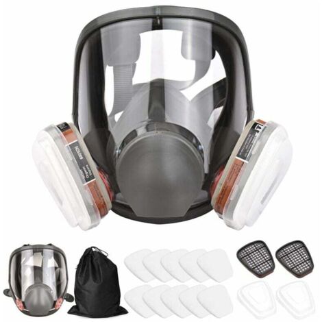 Ulisem – Masque de protection complet en silicone – 16 en 1 avec 2 cartouches filtrantes – Pour substances dangereuses et poussières – Sac de rangement inclus (1/5)