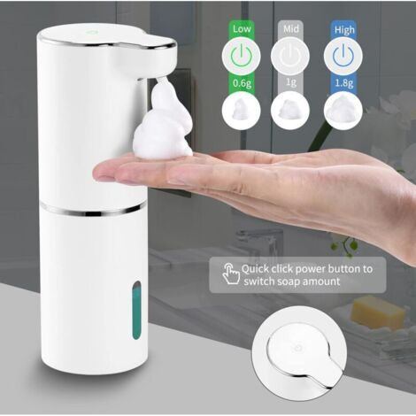 Distributeur Savon Automatique Rechargeable 400ml - Capteur Mouvement, Étanche IPX5, USB