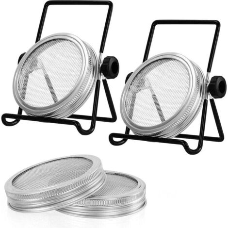 Kit Germination Graines Belle Vous - 4 Couvercles Inox + 2 Supports - Pour Bocaux Larges, Faites Vos Pousses Maison
