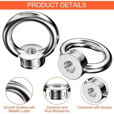 Œil Écrou 50 Kg M10 - Anneau Femelle Boucle Pour Lustre/lampe - Doré - Marque Uxcell