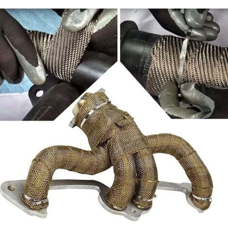 Ruban Isolant Thermique Moto 5M - Bande Anti-Chaleur Échappement Noir, Résiste Jusqu'à 2000°F