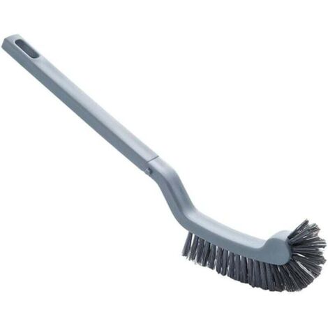 Brosse WC incurvée en plastique, manche long, robuste, pour la décontamination et le nettoyage, accessoire pour toilettes - Gris
