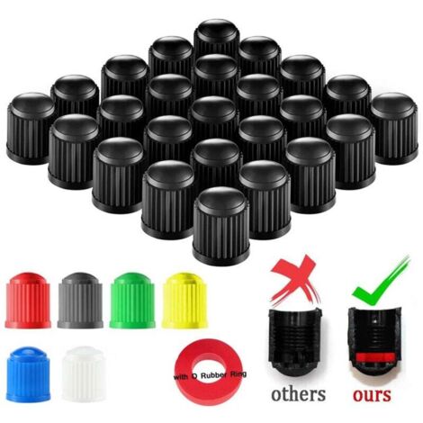 Lot de 10 pour Pneus de Voiture, Couvre-Valves, Capsules de Valve pour Automobiles, SUV, Motos, Vélos - Adaptés à Tous Les Valves Schrader (Noir) (1/4)