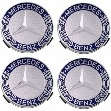Enjoliveurs et jantes Cache-moyeu compatible avec Mercedes - Benz 75 mm - bleu, lot de 4
