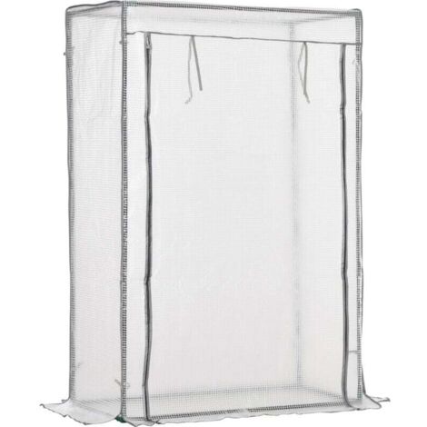 Serre de jardin Serre de jardin, serre de balcon, bâche renforcée PE, châssis en acier, porte zippée enroulable, 100 x 50 x 150 cm blanc (1/4)
