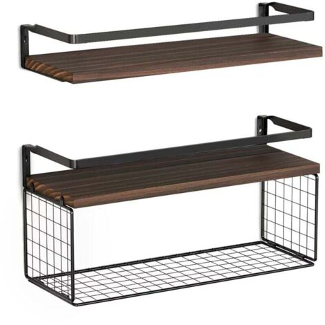 Etagère et rangement de douche,Étagères flottantes avec panier de rangement en fil métallique, étagères de salle de bain au-dessus des toilettes avec garde-corps en métal de protection