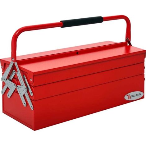 Boite à outils métallique - coffret à outils - caisse à outils 3 niveaux 5 plateaux rétractables - tôle acier rouge (1/4)