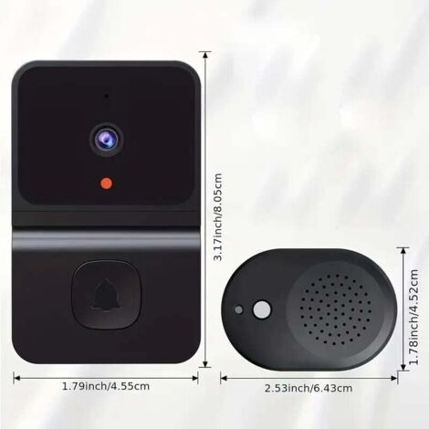 1 sonnette intelligente WiFi avec batterie intégrée – Caméra de sécurité sans fil avec audio bidirectionnel, prend en charge le WiFi 2,4 G pour la sécurité à domicile Design élégant en noir (1/4)