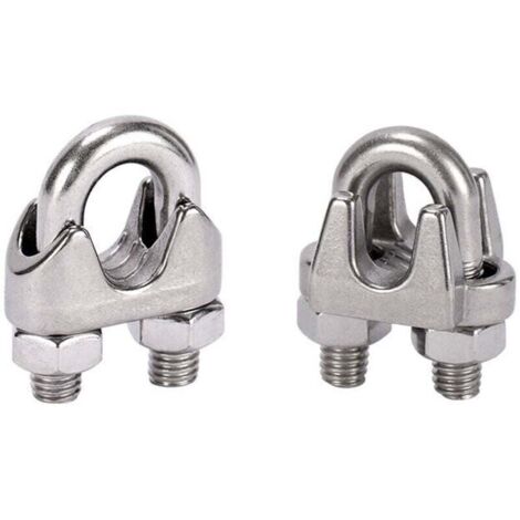 10 Pcs Pince de Câble Métallique Serre Cable Acier Inox Serre-Câbles Étrier M4,argent,2.3cm (1/3)