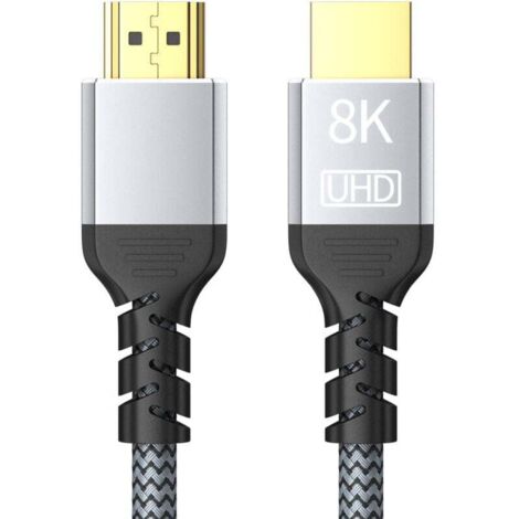 Ploiwue Câble HDMI 8K 10 M, Câble HDMI 8K 2.1, 8K @ 60 Hz, 4K @ 130 Hz
