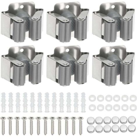 6 Pièces Porte Balai Mural, Porte Outils Mural, Support De Vadrouille, pour Salle De Bain Cuisine Bureau Placard Jardin Garage (1/4)