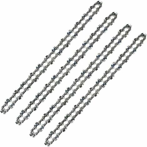 Lot de 4 Chaînes de tronçonneuse - 52 Maillons - Pas de 3/8' LP - Jauge 050' (1,3mm) - Faible Rebond (Low-Kickback) - Pour Guide-Chaîne de 14' (35 cm) (1/4)