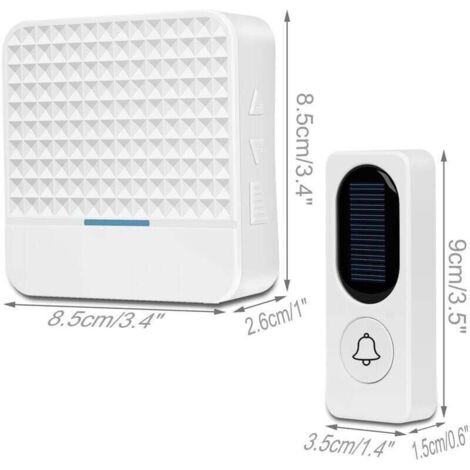 Sonnette sans fil Sonnette solaire électronique sans fil, blanche 8,5 8,5 2,6 cm, 9 3,5 1,5 cm (1/3)