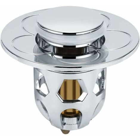 [Argent] Bouchon de fuite d'évier universel Filtre de vidange en acier inoxydable Convertisseur de rebond Tige de poussée Noyau de vidange d'évier (1/4)