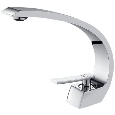Robinet de lavabo de salle de bain design cascade robinet mélangeur en laiton chromé robinet de toilette salle de bain robinet créatif (1/4)