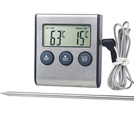Thermomètre de Cuisson des Aliments 0250°C avec Minuterie d'Alarme - Jauge de Température pour Cuisine BBQ (1/4)