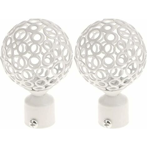 2pcs Embout Tringle à Rideaux 28mm Blanc, Paire Embout De Tringle à Rideau Draperie Rail PôLe TêTe Pour DéCoration Tringle à Rideau (1/4)