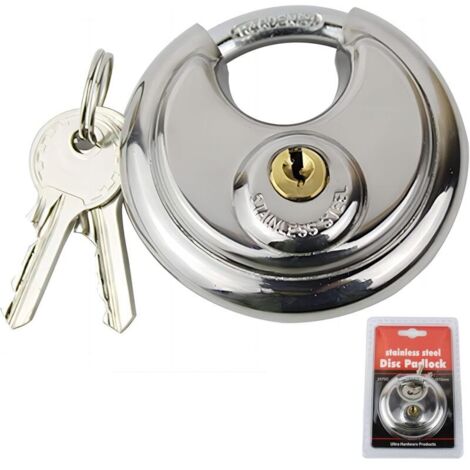 Heavy Duty Cadenas Rond, cadenas exterieur, Stainless Steel Padlocks outdoor antivol garage waterproof Anti Cut pour hangars, clôture, unités de stockage, garages avec 2 clés (1/4)