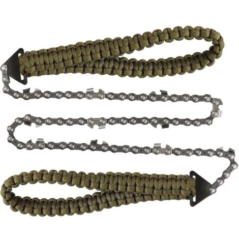 Tronçonneuse Pliante, Scie à Chaîne de Poche avec poignée en Paracord Scie à Main chaîne Pliante Équipement de Survie en Plein Air pour Camping Rando (1/4)