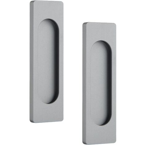 Lot de 2 poignées de porte coulissante ovales autocollantes en alliage d'aluminium - Poignée affleurante sans perforateur pour portes coulissantes (1/4)