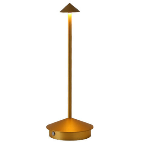(Or) Lampe de table rechargeable portable, alimentée par batterie, éclairage à 3 tons, adaptée au bar de patio de restaurant de chambre à coucher (1/4)