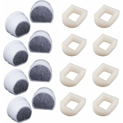 Pack de 16 pré-filtres en mousse et filtre à charbon compatibles avec la fontaine PetSafe Drinkwell INOX 360 Avalon Pagoda Seascape et les fontaines Sedona, filtre pour fontaine à eau pour chat et chi (1/4)