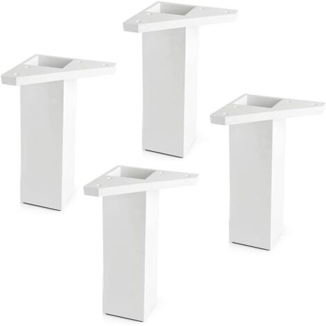 4 pieds de meuble Hauteur : 15 cm - Blanc Vis non incluses Pieds de meuble avec plaque de montage - pour tables, lits, chaises (1/4)