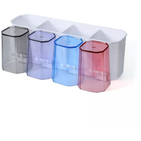 Porte-brosse à dents mural pour salle de bain, support de rangement pour porte-dentifrice avec 4 tasses, coloré (1/4)