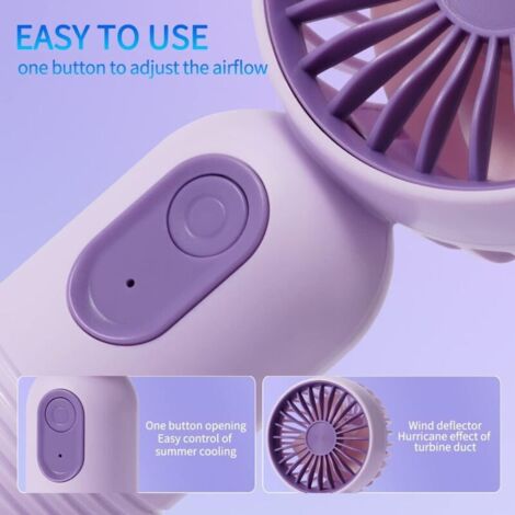 Mini Ventilateur Portatif Rechargeable, Ventilateur Personnel Alimenté Par Usb, Ventilateur