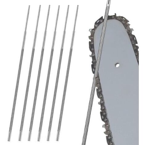 Limes rondes, 6 pcs 4.8mm Limes d'affûtage pour tronçonneuse affute chaine tronconneuse,Pour Affûter les dents de Tronçonneuse pour Agrandir les Ouvertures rondes (1/4)