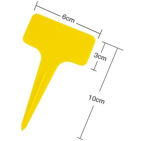 200 Pièces étiquettes de Plantes Durables étiquettes marqueurs T-type imperméable marqueurs T Tag plante - Premium Nursery Garden étiquettes - Eco Friendly - 12 couleurs (6 x 10cm)-jaune- (1/4)