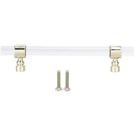 Poignée en acrylique cristal transparente facile à installer, poignée de tiroir pour armoires, tiroirs, commodes B01277S espacement des trous 128 or (1/5)