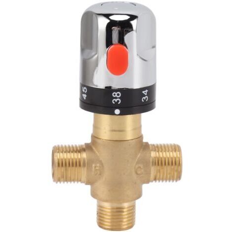 Mitigeur thermostatique de douche en laiton, mitigeur de douche, vanne de contrle de la température de l'eau chaude et froide pour bassin de salle de bains (1/5)