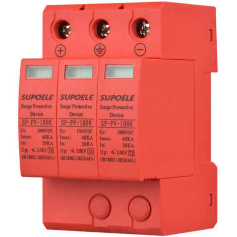 ‌Parafoudre DC 1000V 3P 40KA‌ - Protecteur Photovoltaïque PV Anti-Foudre, Installation Rail DIN - pour Systèmes Solaires (1/5)