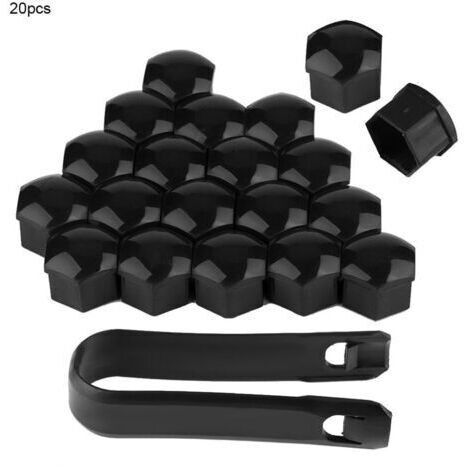 20 cache-écrous de roue de voiture 19 mm, protection extérieure des jantes (noir) (1/5)
