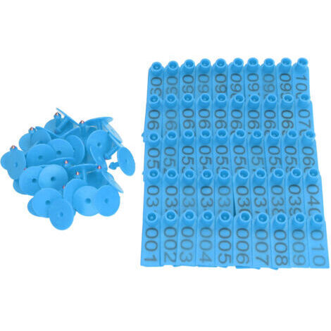100 jeux de boucles auriculaires numérotées pour bovins (vaches, porcs, moutons), identification précise, bleues (1/5)
