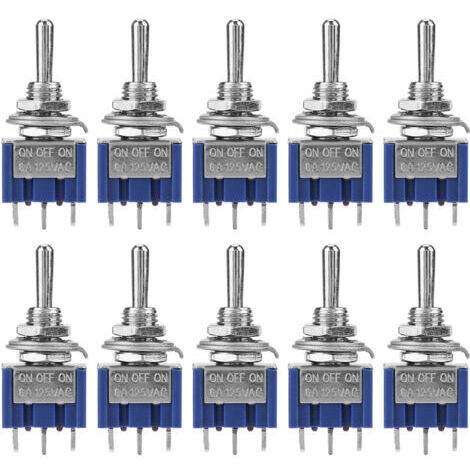 10 pièces sur OFF sur Mini interrupteur à bascule SPDT 3 positions 3 broches 6mm 6A 125VAC (1/5)