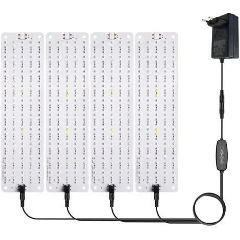 46W Lampe de Croissance LED, 4pcs Lampe de Plante Spectre Complet, Lampe Horticole avec Minuterie 3/6/12H, Lampe de Culture avec 600 LED pour Plantes d'intérieur Semis Serre étagères de C (1/5)