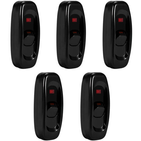 Interrupteur marche/arrêt en ligne 250 V CA 10 A pour lampe de table ou de bureau, avec voyant LED noir (1/5)