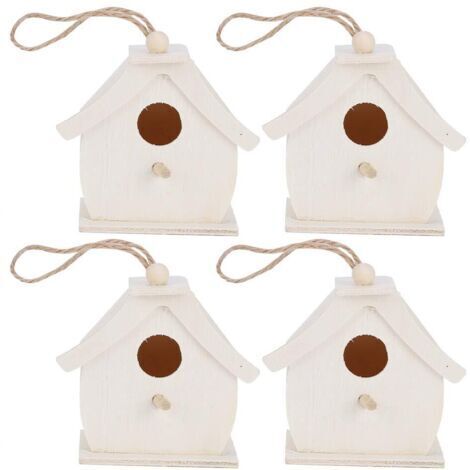 Mini maison d'oiseaux en bois suspendue, 4 pièces, nids d'oiseaux, ornements pour jardin extérieur, balcon, cour (1/5)