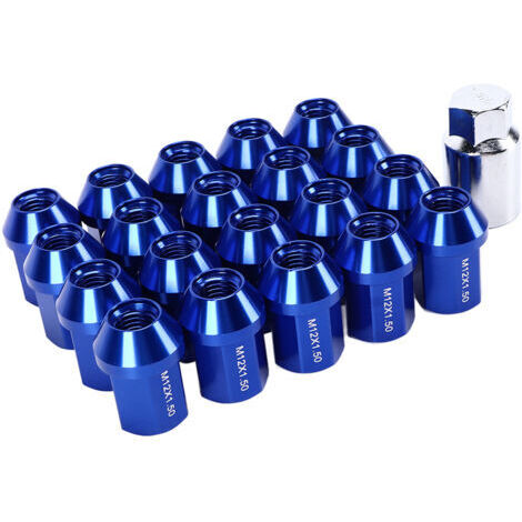 20 écrous de roue M12x1,5 de 35 mm en alliage d'aluminium 6061 à extrémité fermée, de remplacement pour Chevrolet Camaro 1983-2002 (bleu). (1/5)