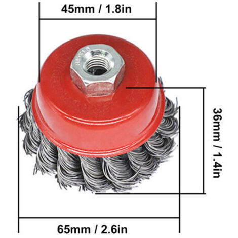 Ensemble de 5 brosses métalliques torsadées en forme de bol, avec fixation par vis M10, outil de polissage (1/5)